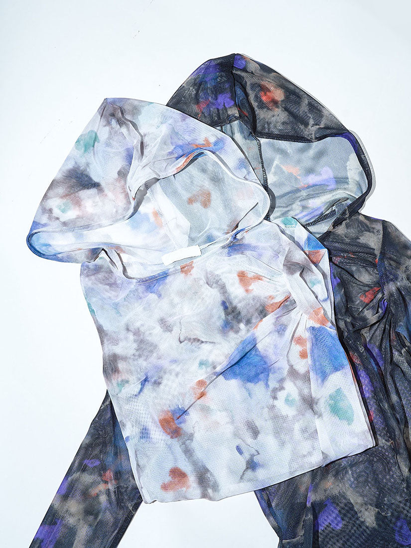 Watercolour Printed Mesh Hoodie (2 Colours)