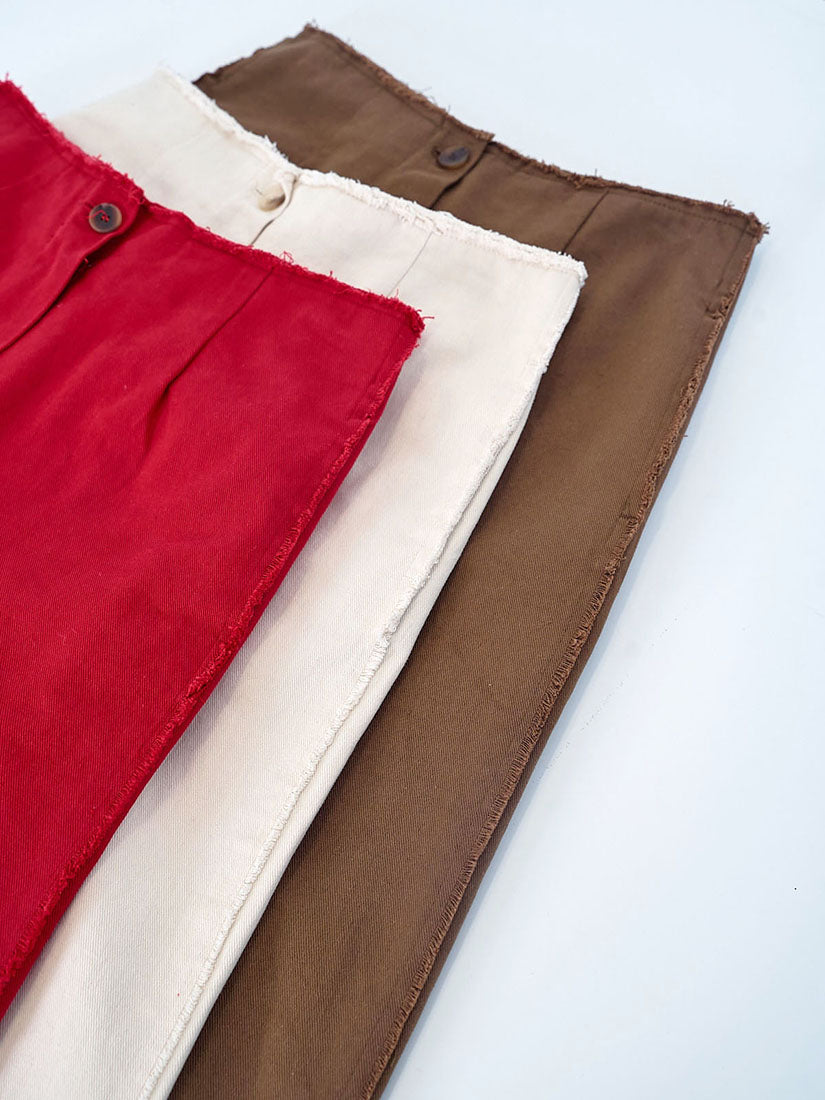 Raw Edge Twill Pants (3 Colours)