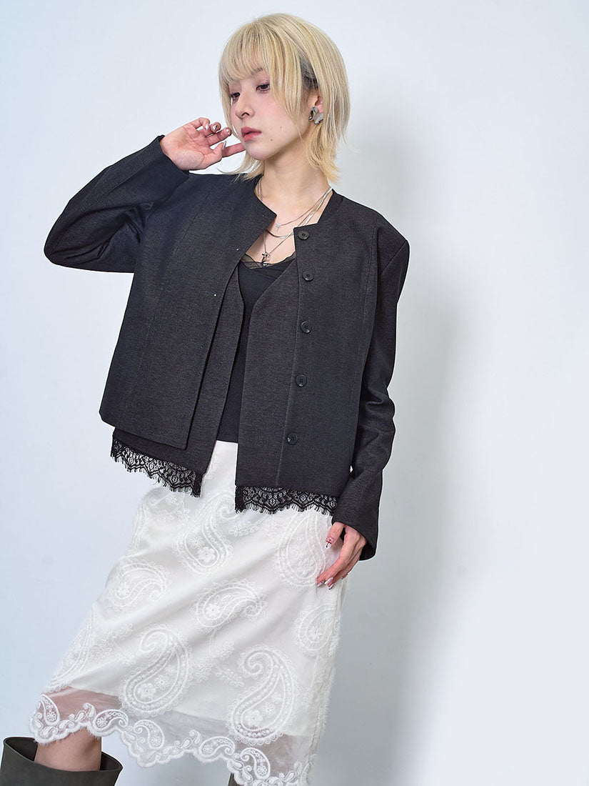 Lace Ham Vest With Jacket Set(2 Colours)