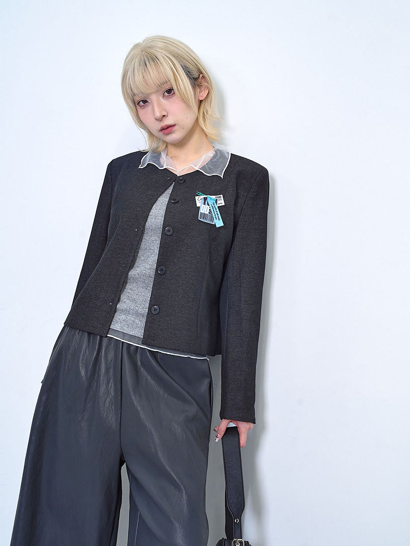 Mesh Collar Knit Top(2 Colours)