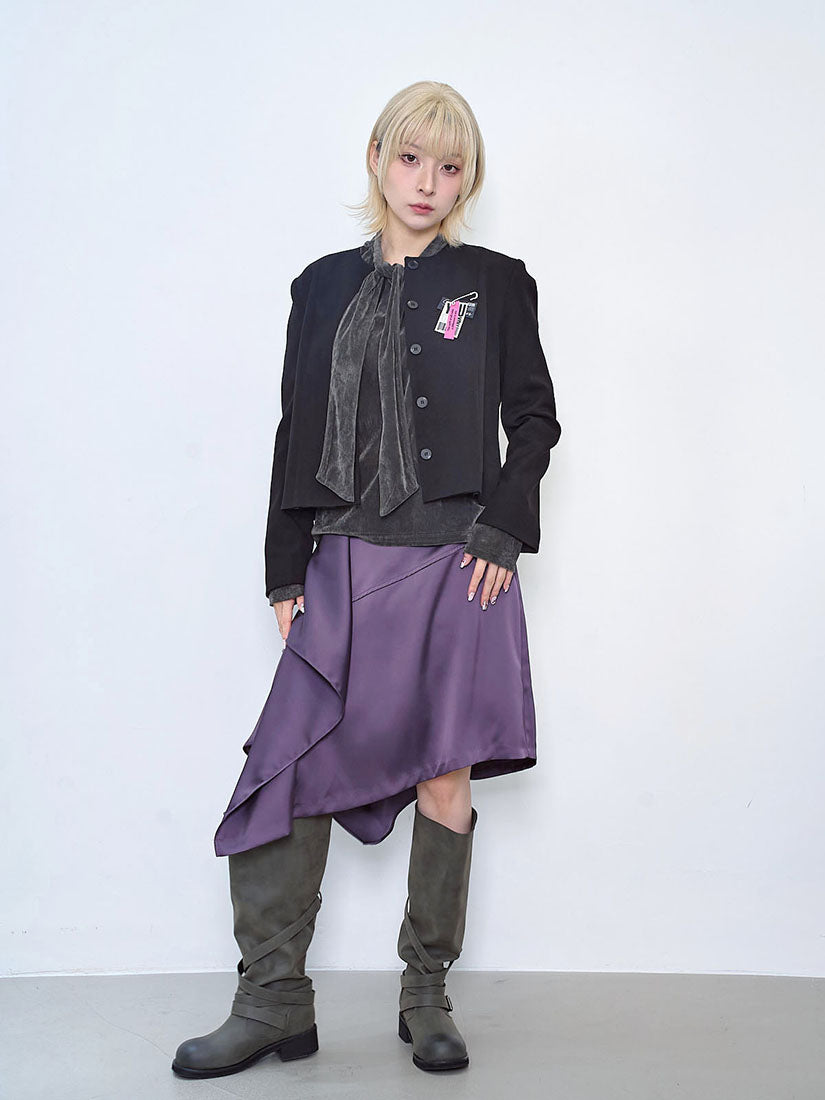 Straight Blazer With Brooch(2 Colours)