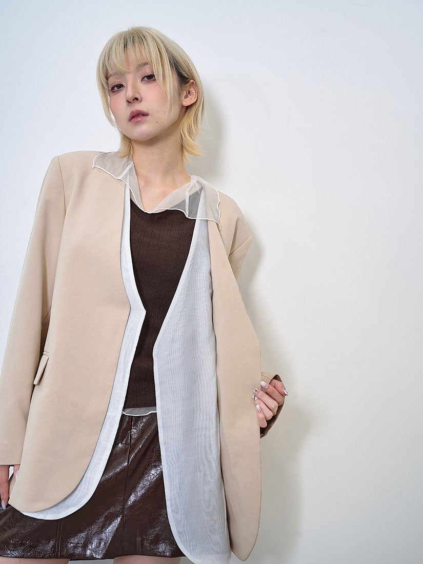 Mesh Collar Knit Top(2 Colours)