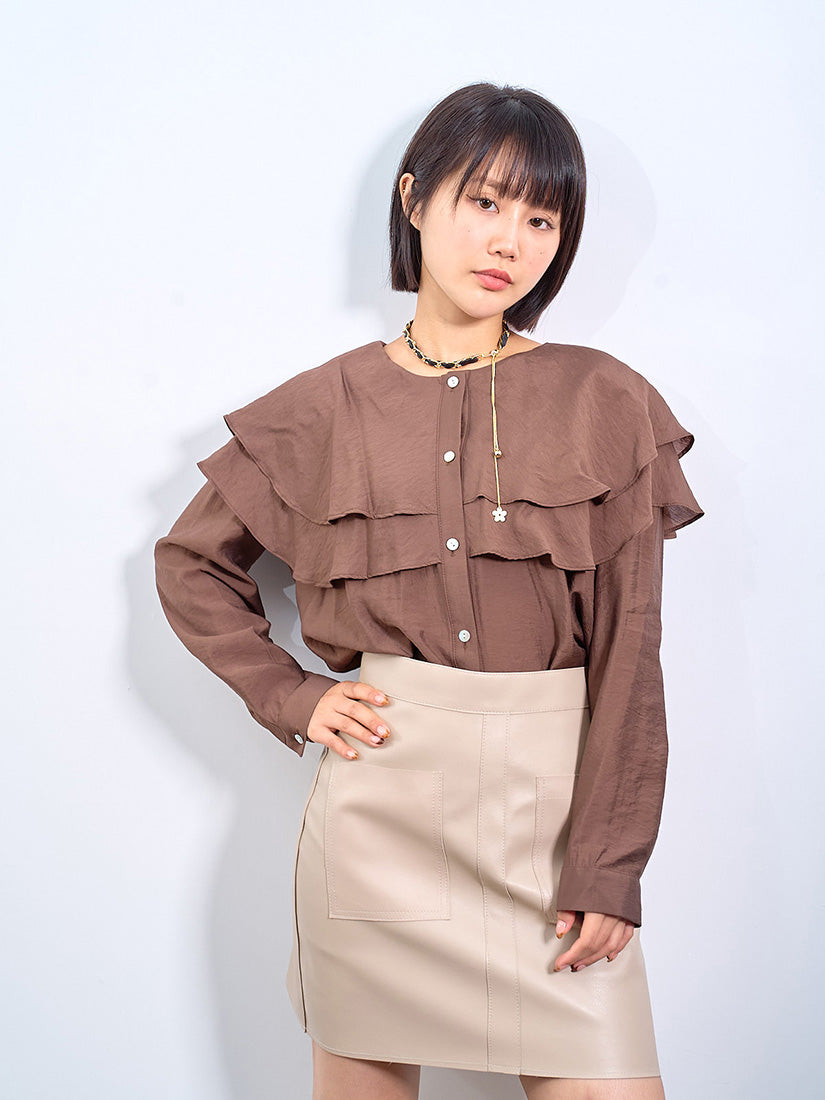 Layered Ruffle Collar Blouse (2 Colours)