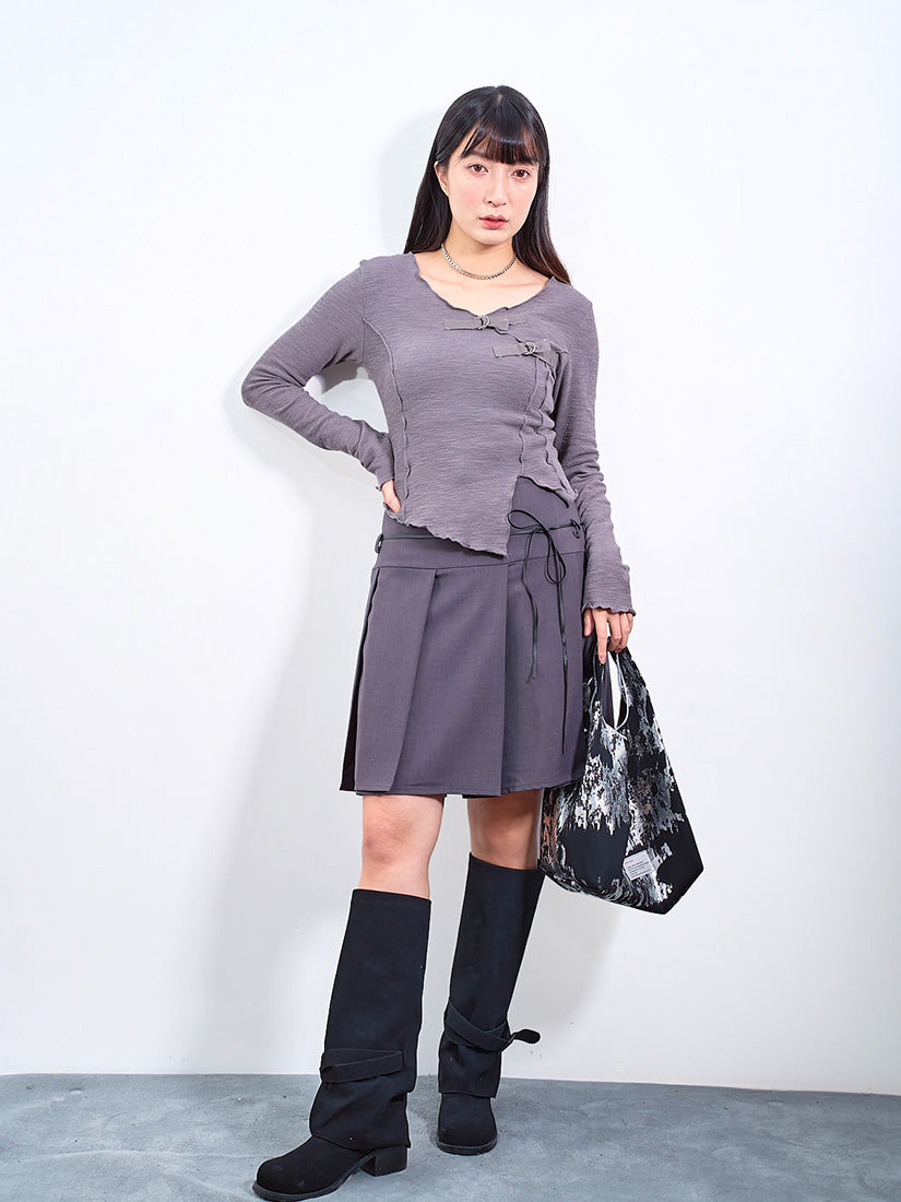 Buckle Detailed Lettuce Edge Top (2 Colours)