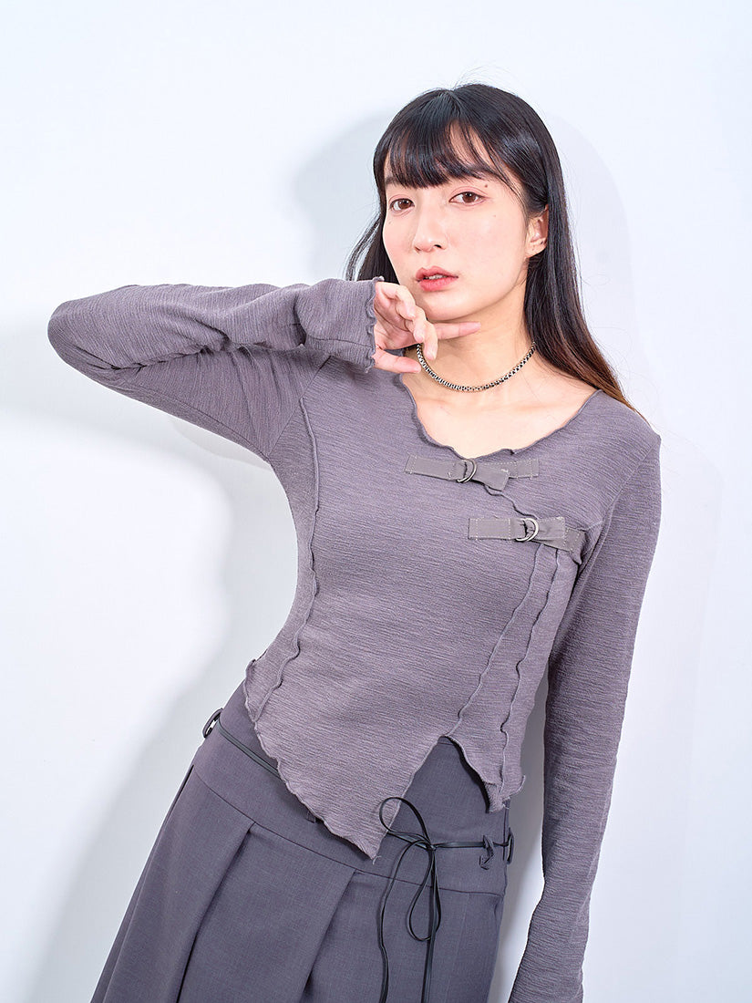 Buckle Detailed Lettuce Edge Top (2 Colours)