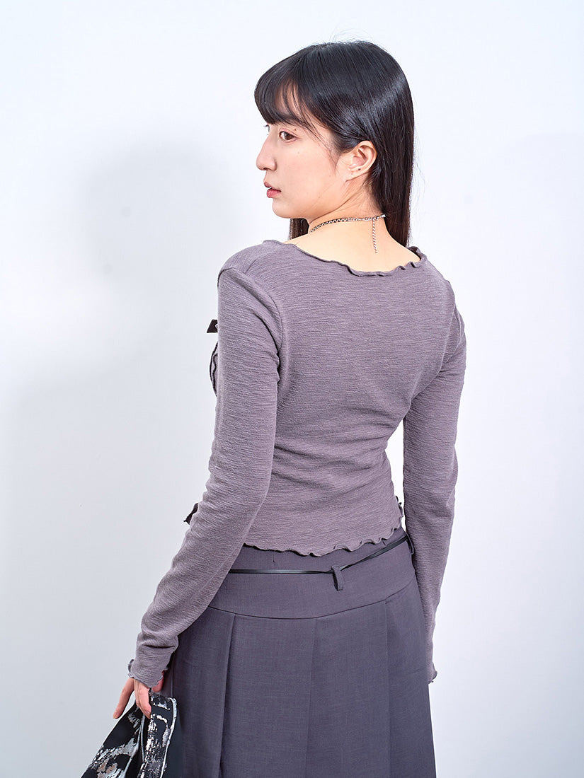 Buckle Detailed Lettuce Edge Top (2 Colours)