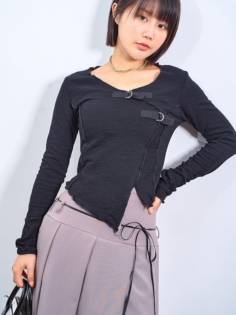 Buckle Detailed Lettuce Edge Top (2 Colours)