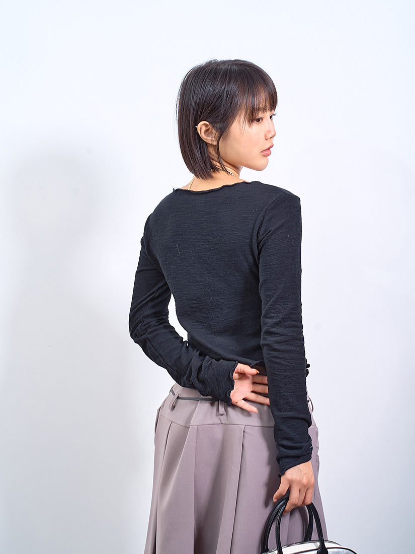 Buckle Detailed Lettuce Edge Top (2 Colours)