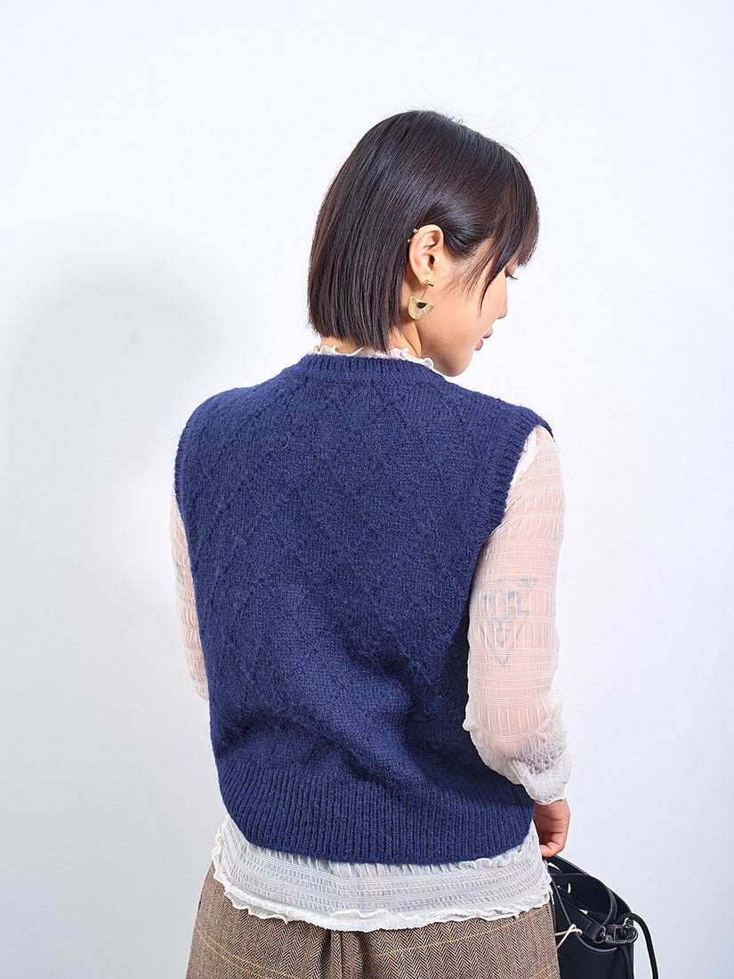 Starry Argyle Knitted Vest (2 Colours)