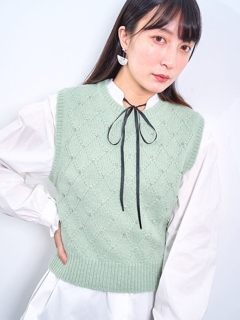 Starry Argyle Knitted Vest (2 Colours)