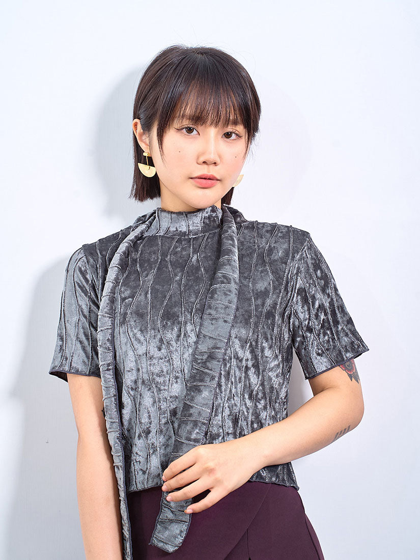 Wave Pattern Velvet Crop Top (2 Colours)