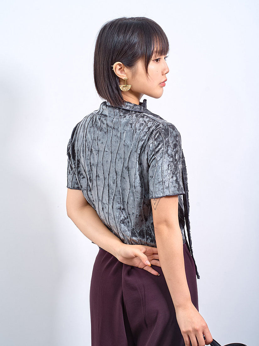 Wave Pattern Velvet Crop Top (2 Colours)