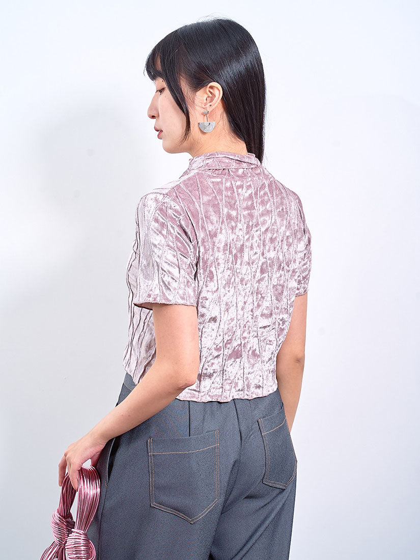 Wave Pattern Velvet Crop Top (2 Colours)