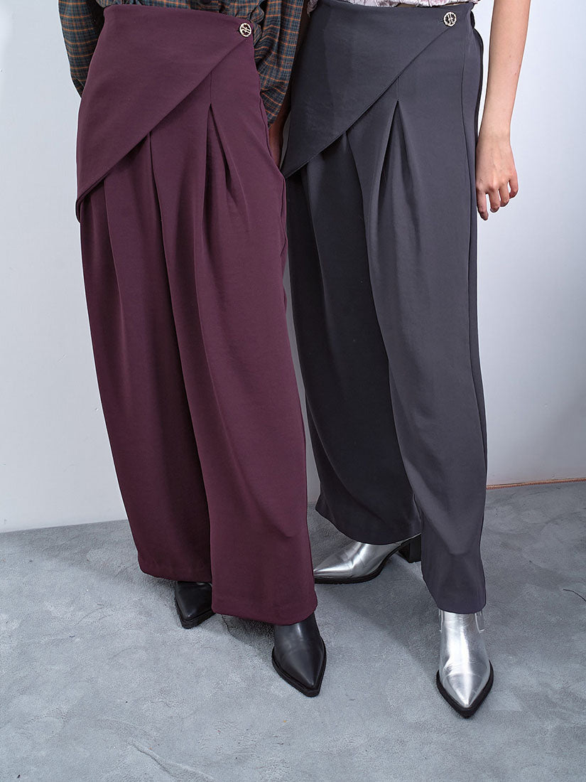 Wrap Layered Wide Leg Pants (2 Colours)