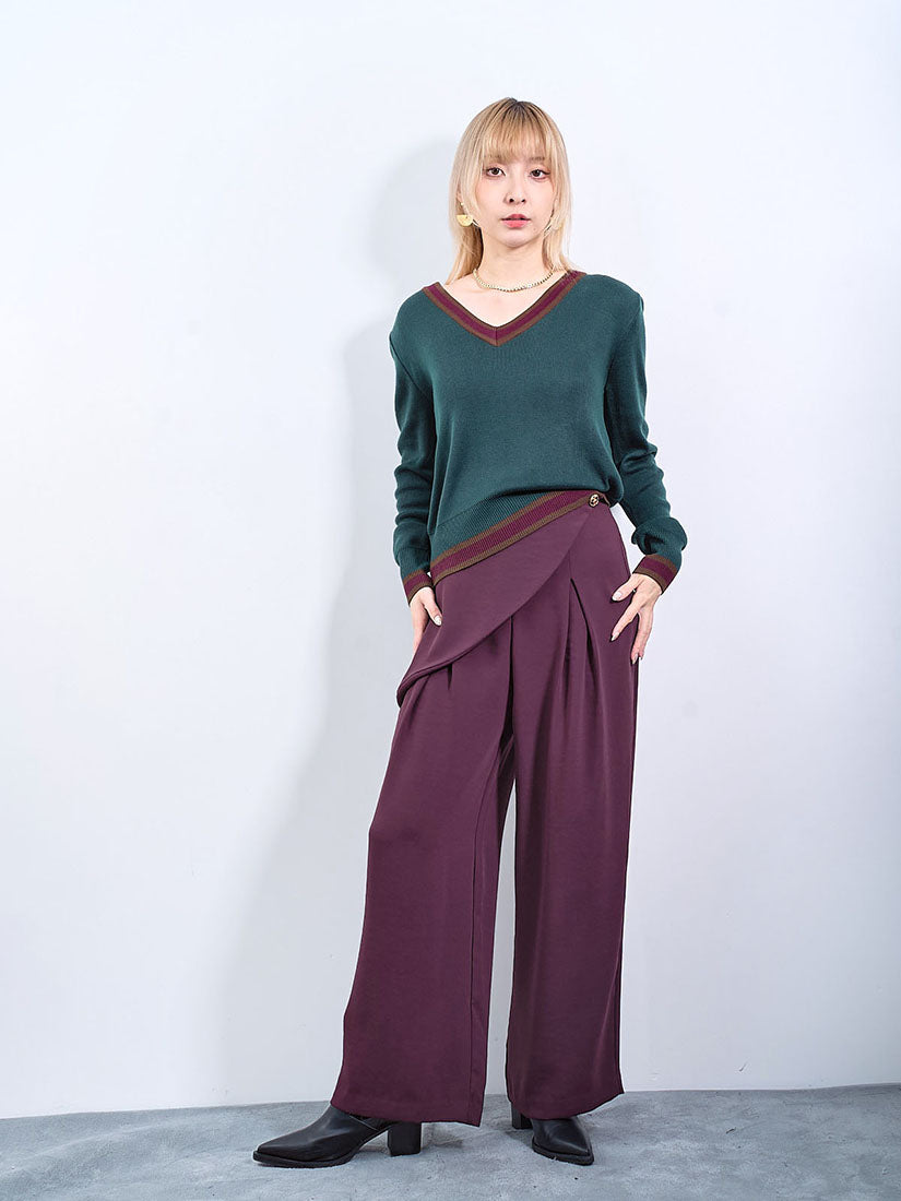 Wrap Layered Wide Leg Pants (2 Colours)