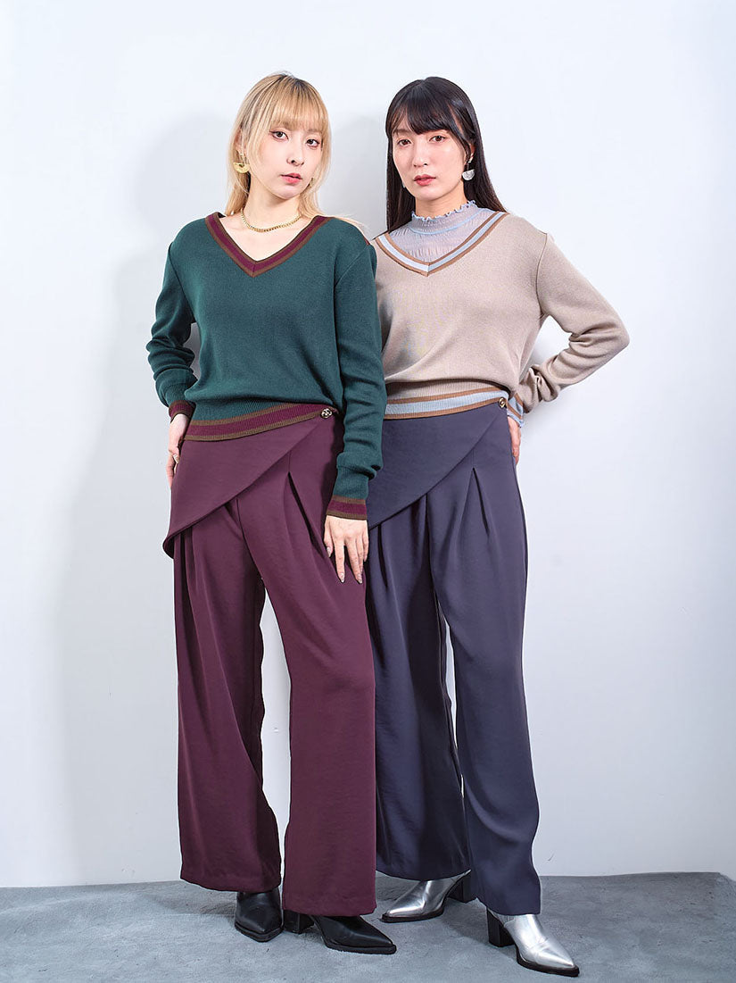 Wrap Layered Wide Leg Pants (2 Colours)