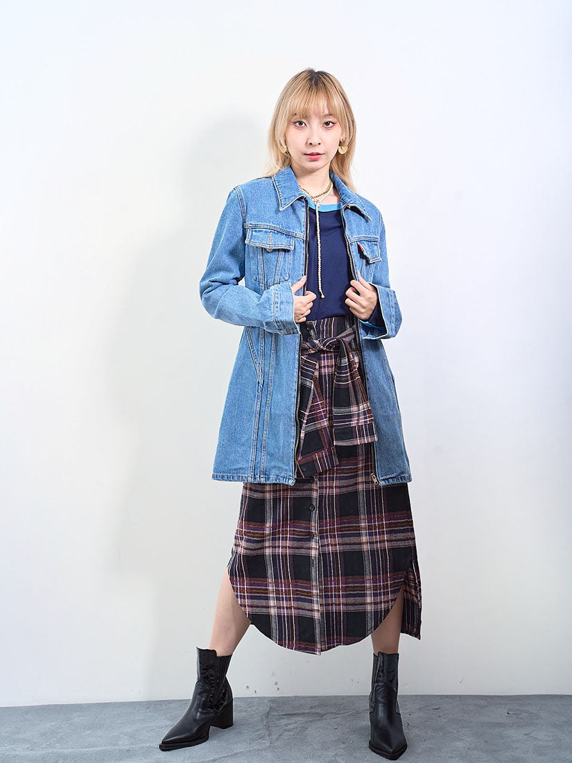 Denim Zip Up Coat Dress