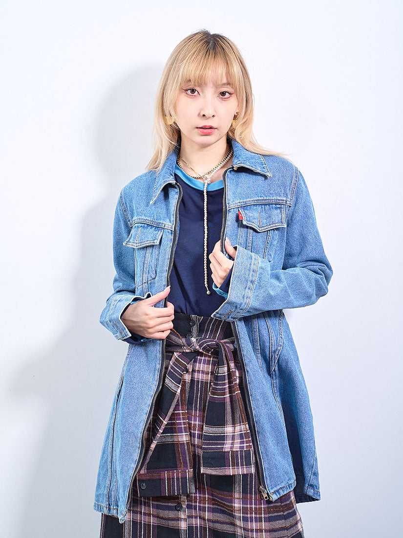 Denim Zip Up Coat Dress