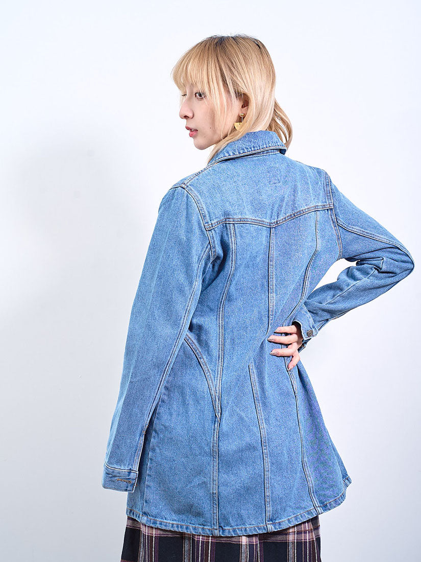 Denim Zip Up Coat Dress