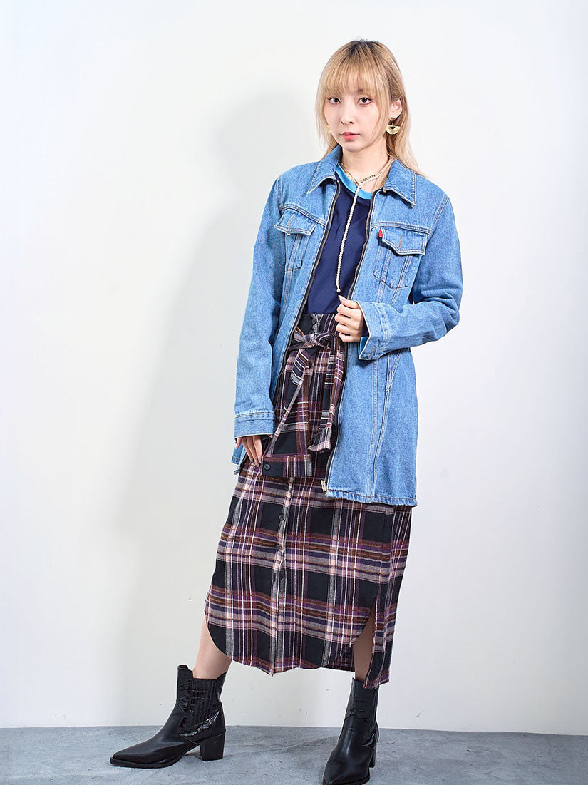 Denim Zip Up Coat Dress