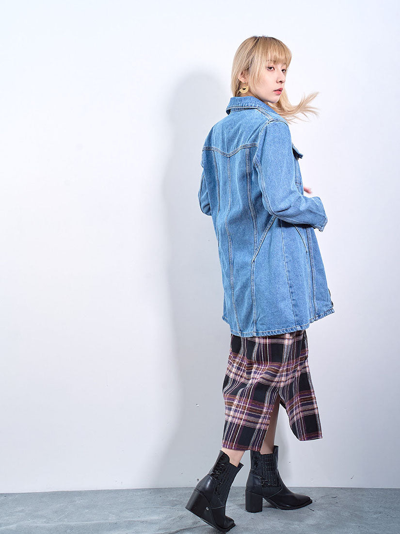 Denim Zip Up Coat Dress