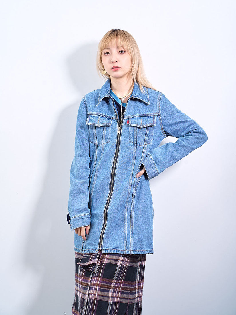 Denim Zip Up Coat Dress