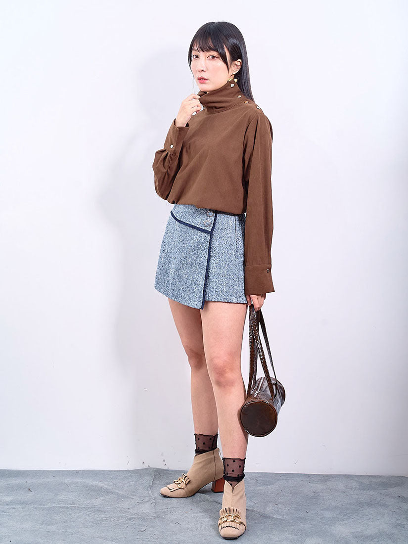 Button Shoulder Corduroy Top (2 Colours)