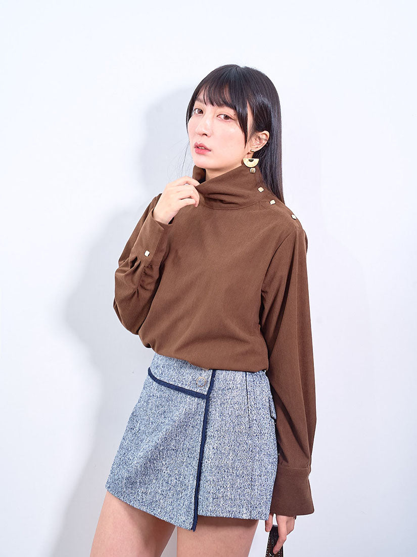 Button Shoulder Corduroy Top (2 Colours)