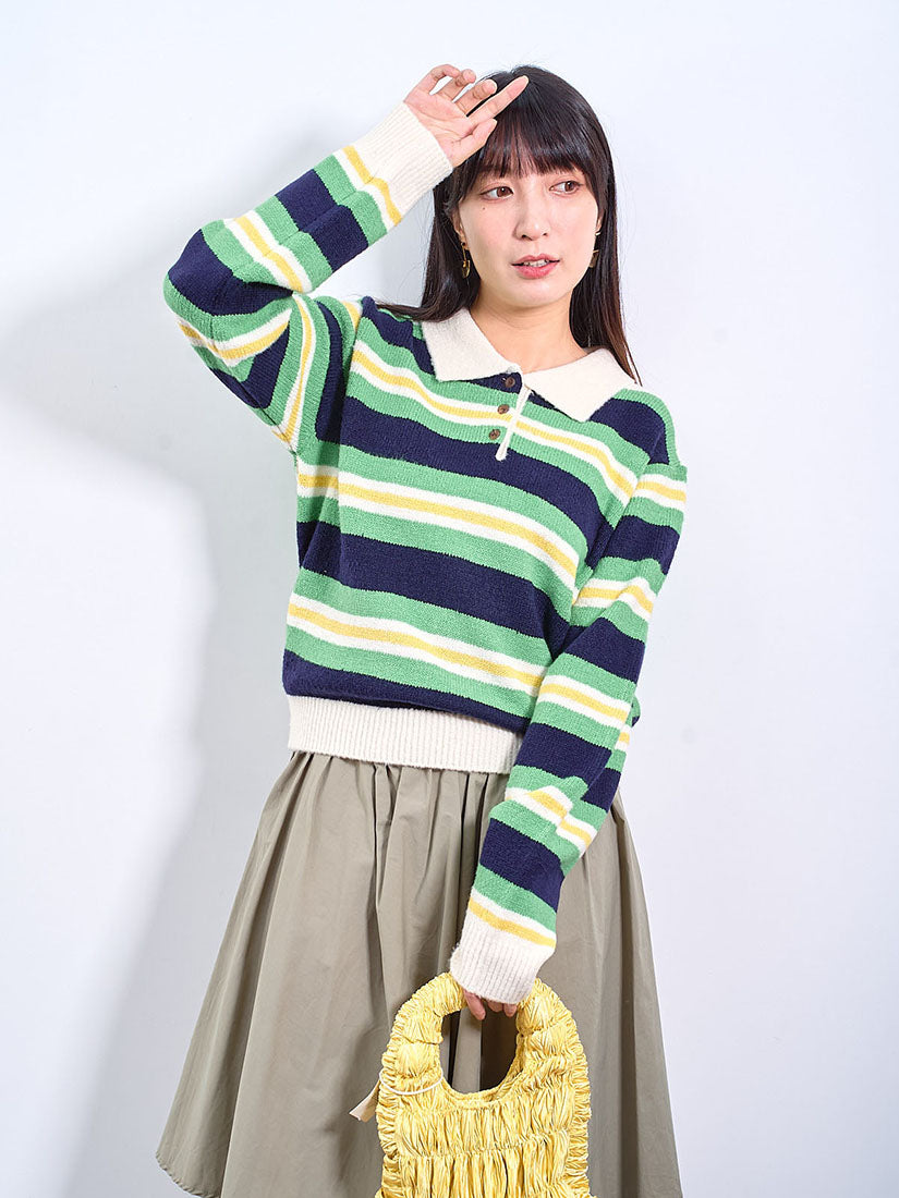 Polo Neck Striped Sweater (2 Colours)