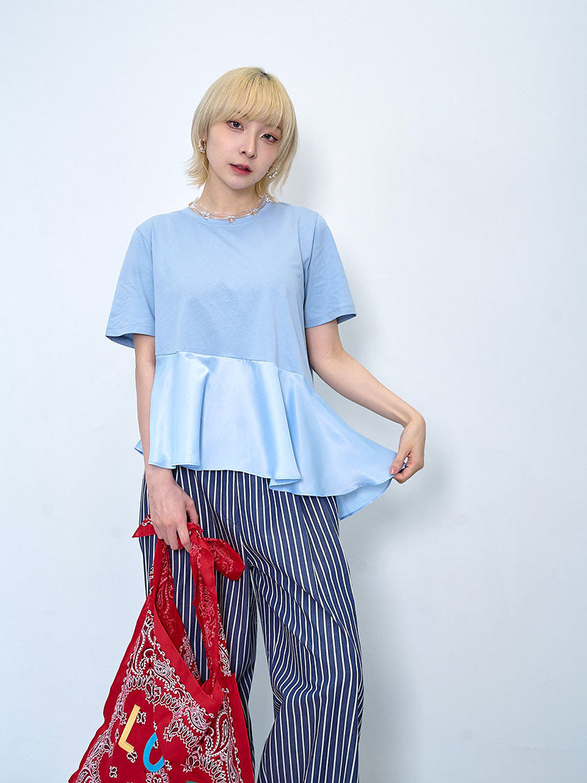 Asymmetric Satin Ruffle Hem Top (2 Colours)