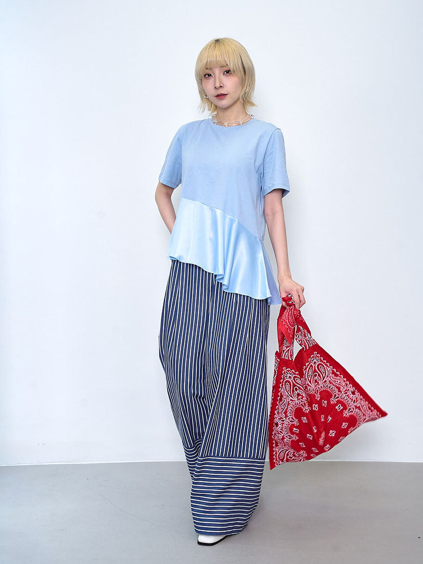 Asymmetric Satin Ruffle Hem Top (2 Colours)