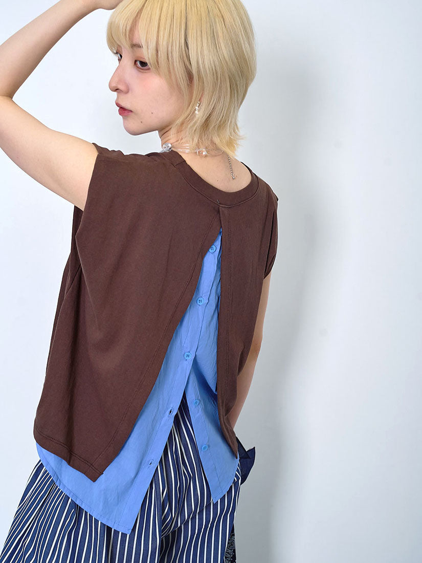 'Le Sublime' Printed Back Slit With Shirt Layered Top (2 Colours)