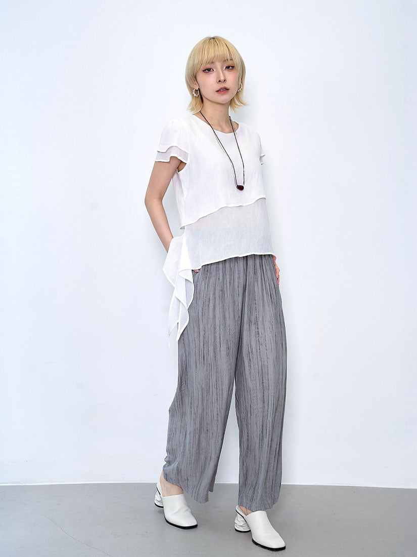 Asymmetric Ruffle Drape Layered Top (2 Colours)