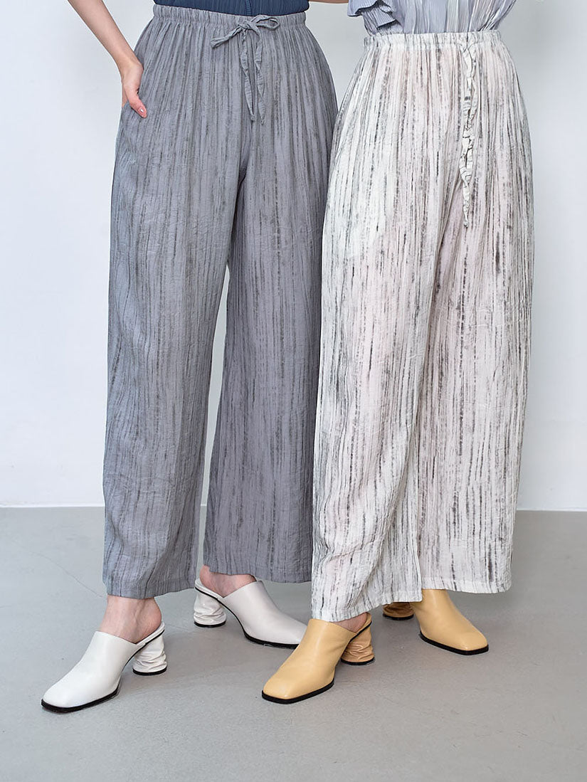 Wood Texture Printed Wide Leg Pants (2 Colours)