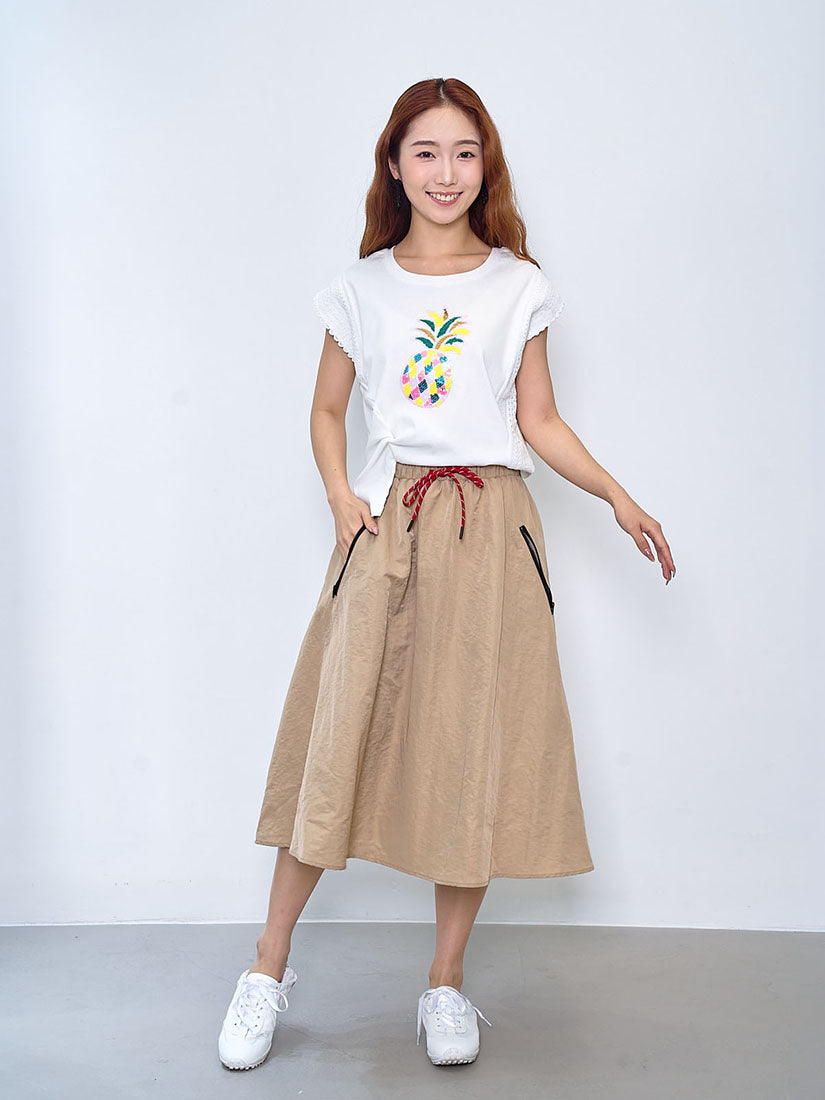 Drawstring Waist Zip Pocket Skirt (2 Colours)