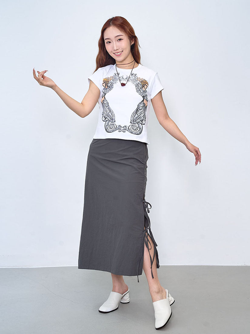 Side Slit Ribbon Skirt (2 Colours)