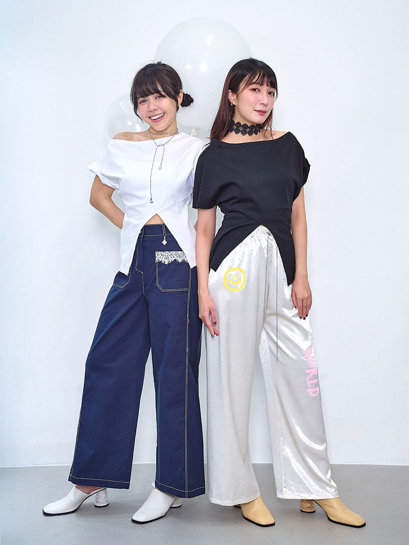 Boat Neck Middle Slit Top (2 Colours)