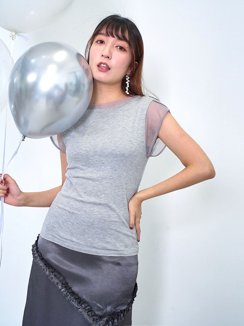 Mesh Trim Basic Top (3 Colours)