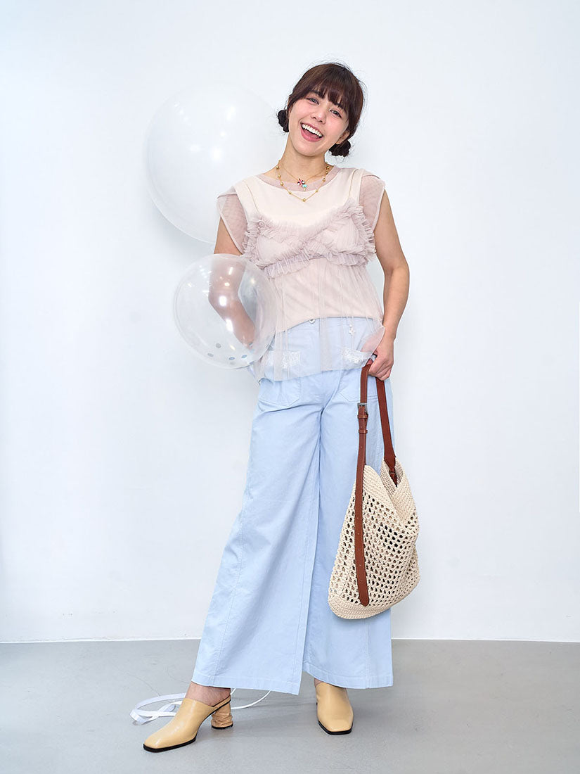 Lace Trim Front Pocket Pants (2 Colours)