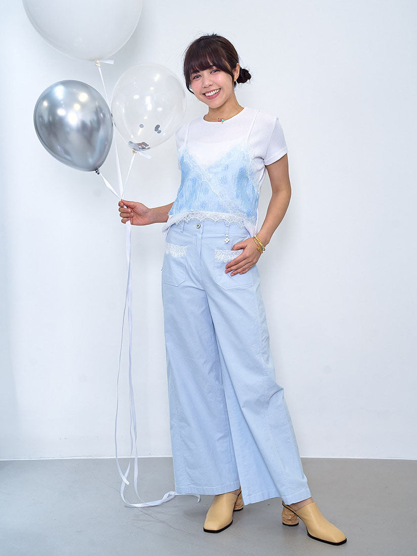 Lace Trim Front Pocket Pants (2 Colours)