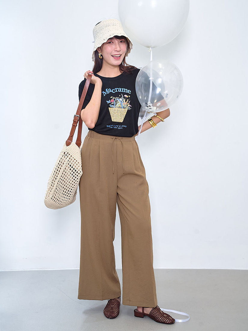Drawstring Waist Wide Leg Pants (3 Colours)