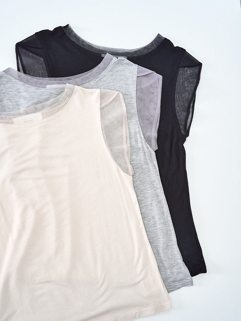 Mesh Trim Basic Top (3 Colours)