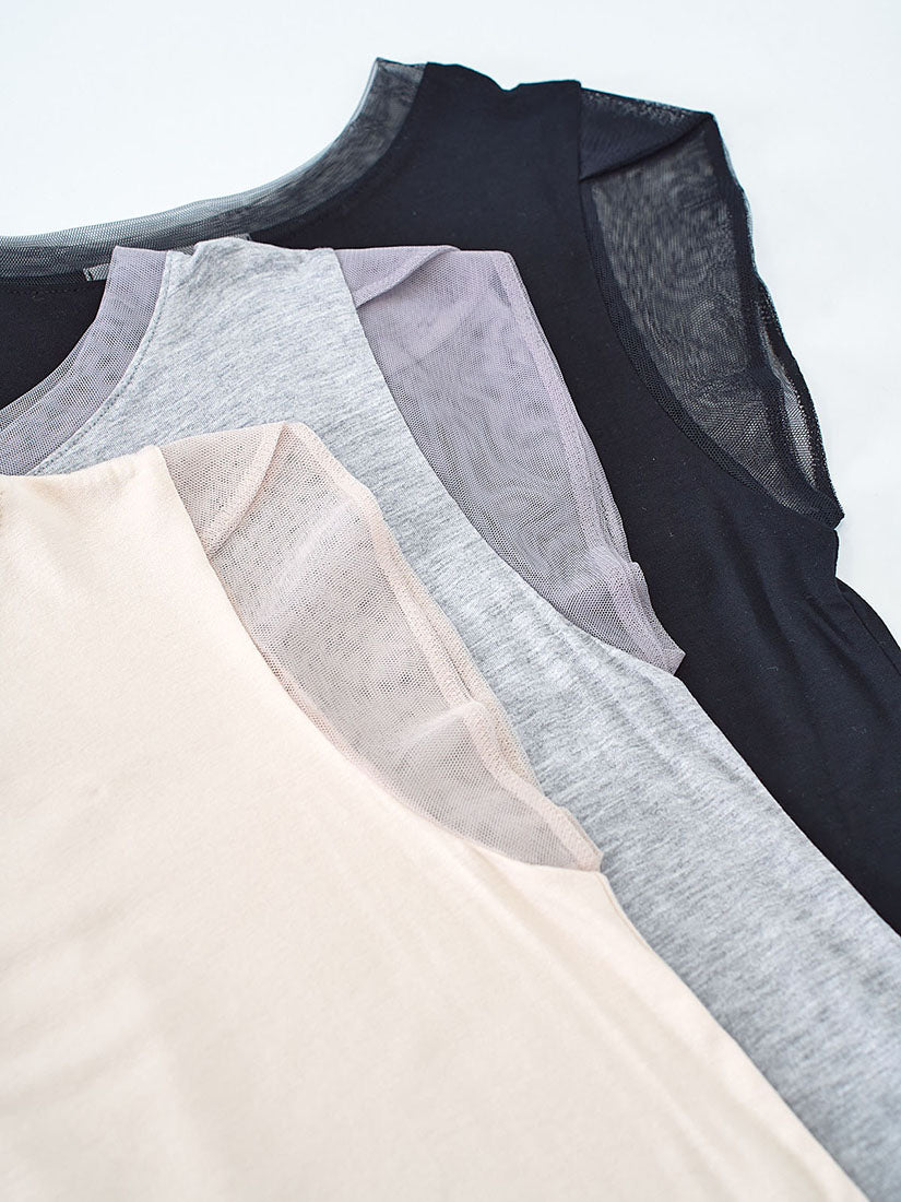 Mesh Trim Basic Top (3 Colours)