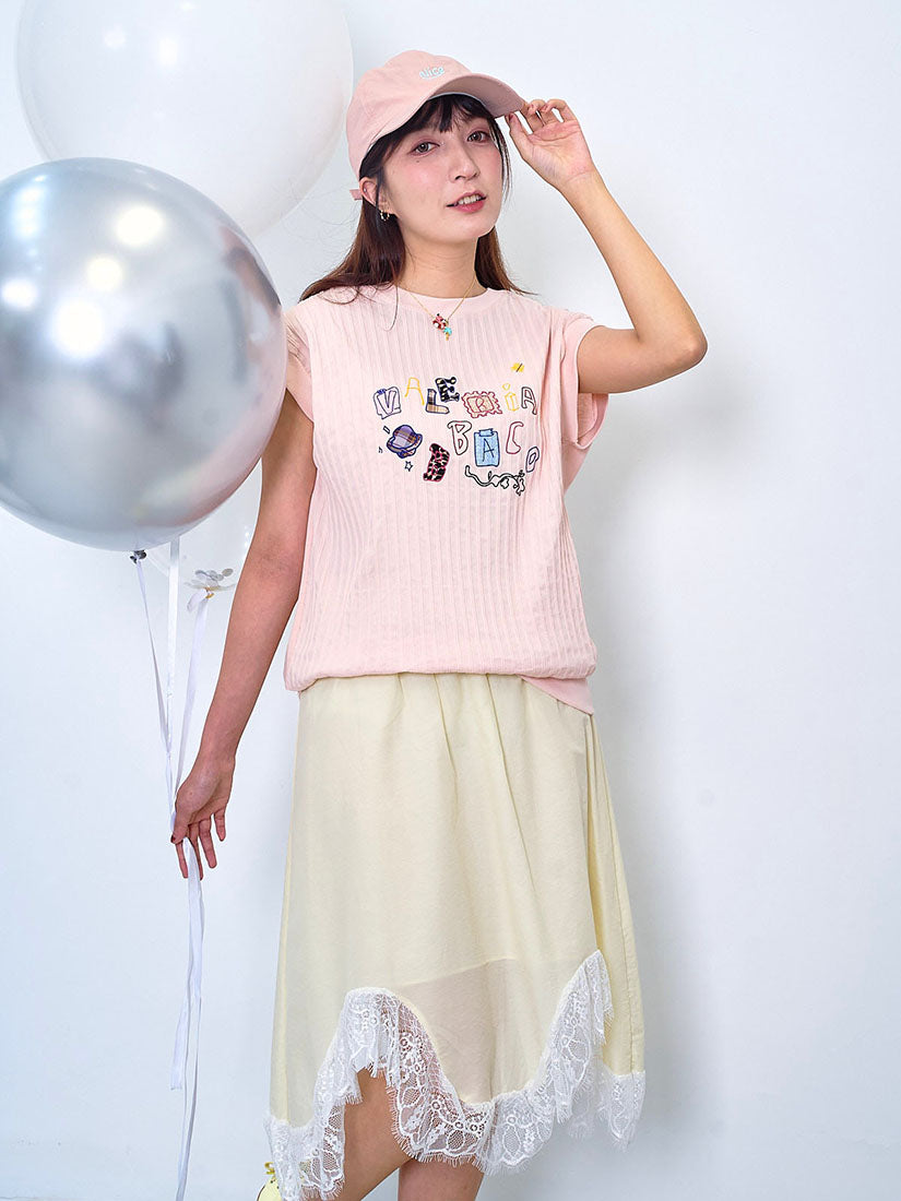 Alphabet Flocked Patch Top (2 Colours)