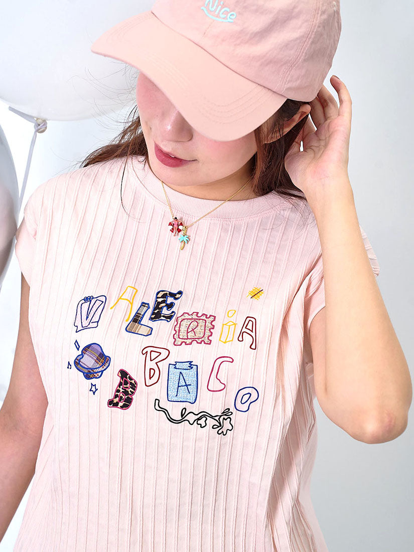 Alphabet Flocked Patch Top (2 Colours)