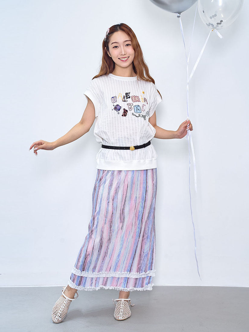 Alphabet Flocked Patch Top (2 Colours)