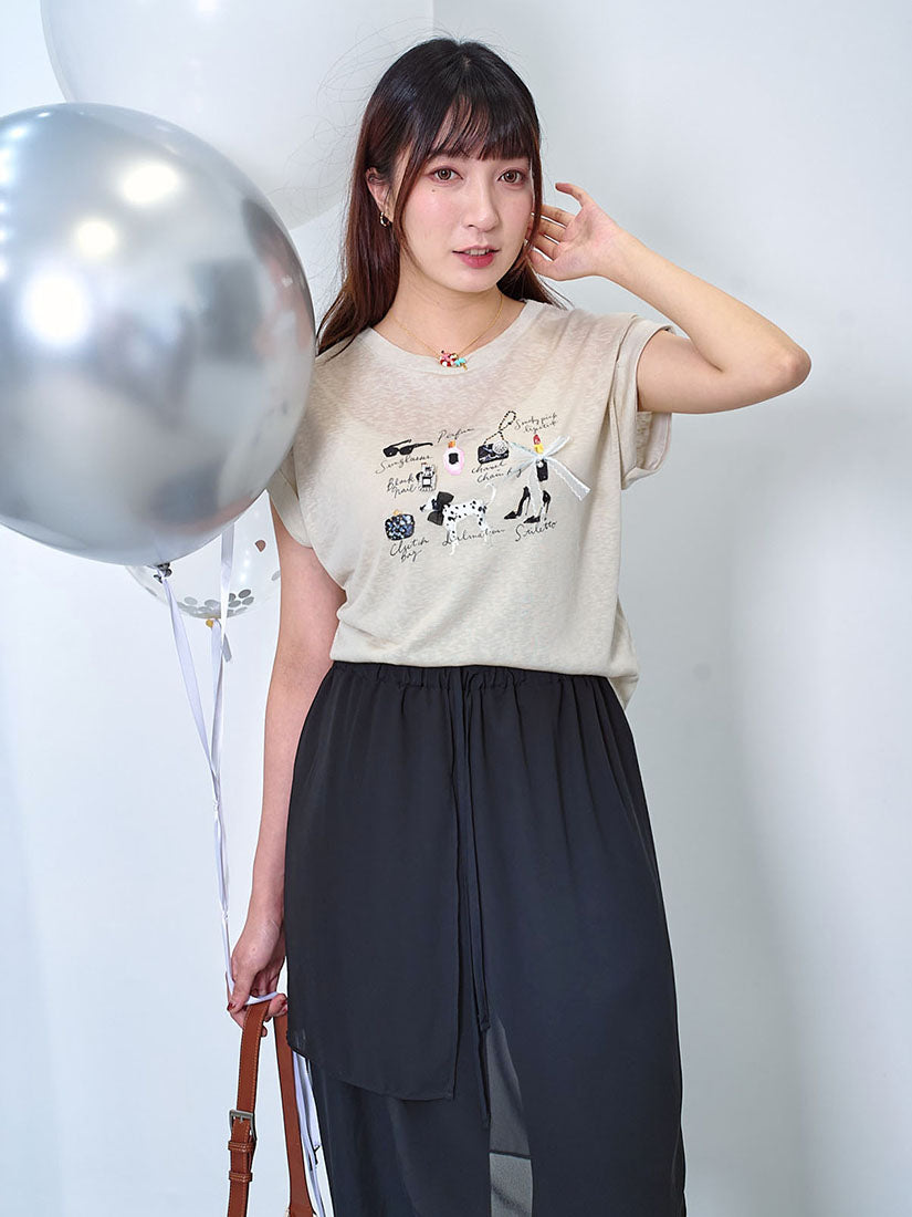 Glam Up Printed Fold Cuff Top (2 Colours)