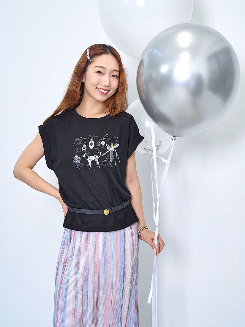 Glam Up Printed Fold Cuff Top (2 Colours)