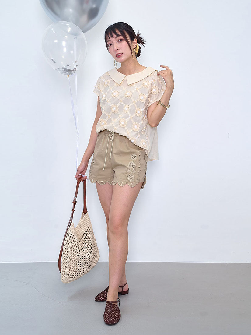 3D Floral Trellis Applique Top (2 Colours)
