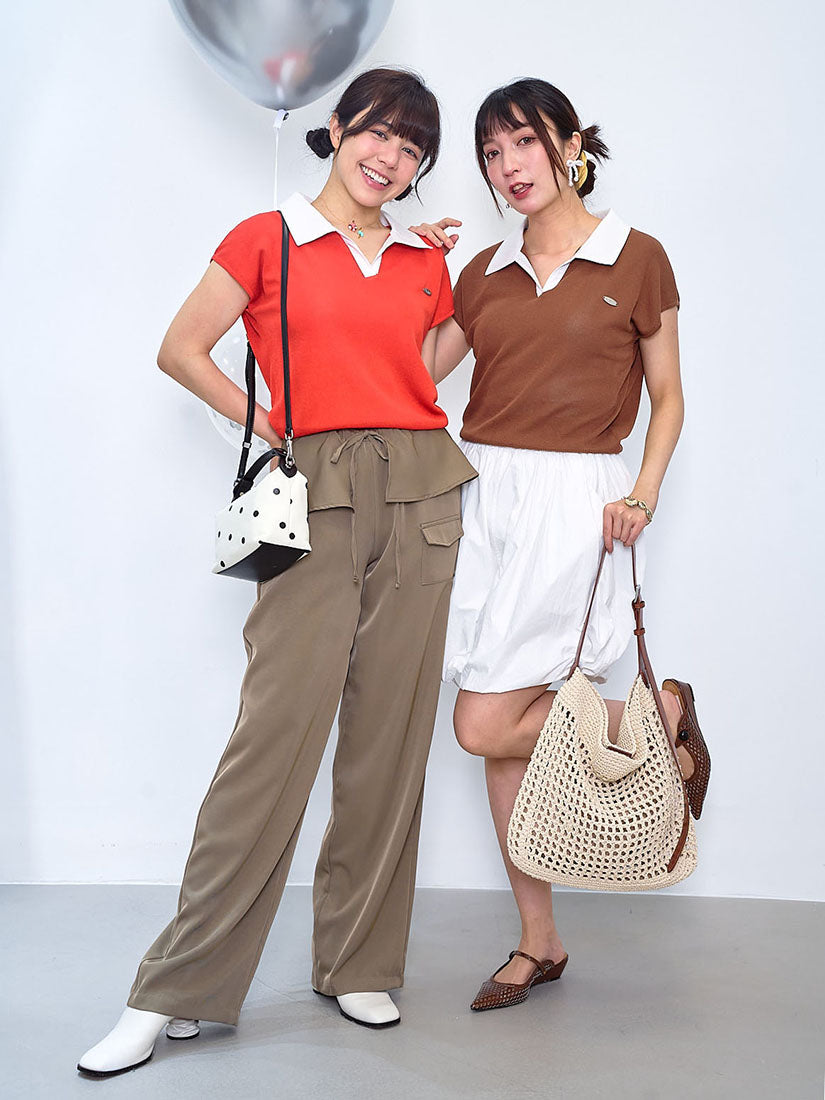 Contrast Collar Knit Top (2 Colours)